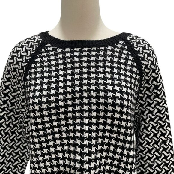 89th & Madison Sweater L B/W Houndstooth Knit Raglan Sleeve Winter Cozy Pullover - Picture 8 of 8
